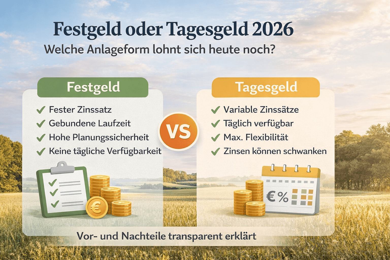 Festgeld oder Tagesgeld 2026